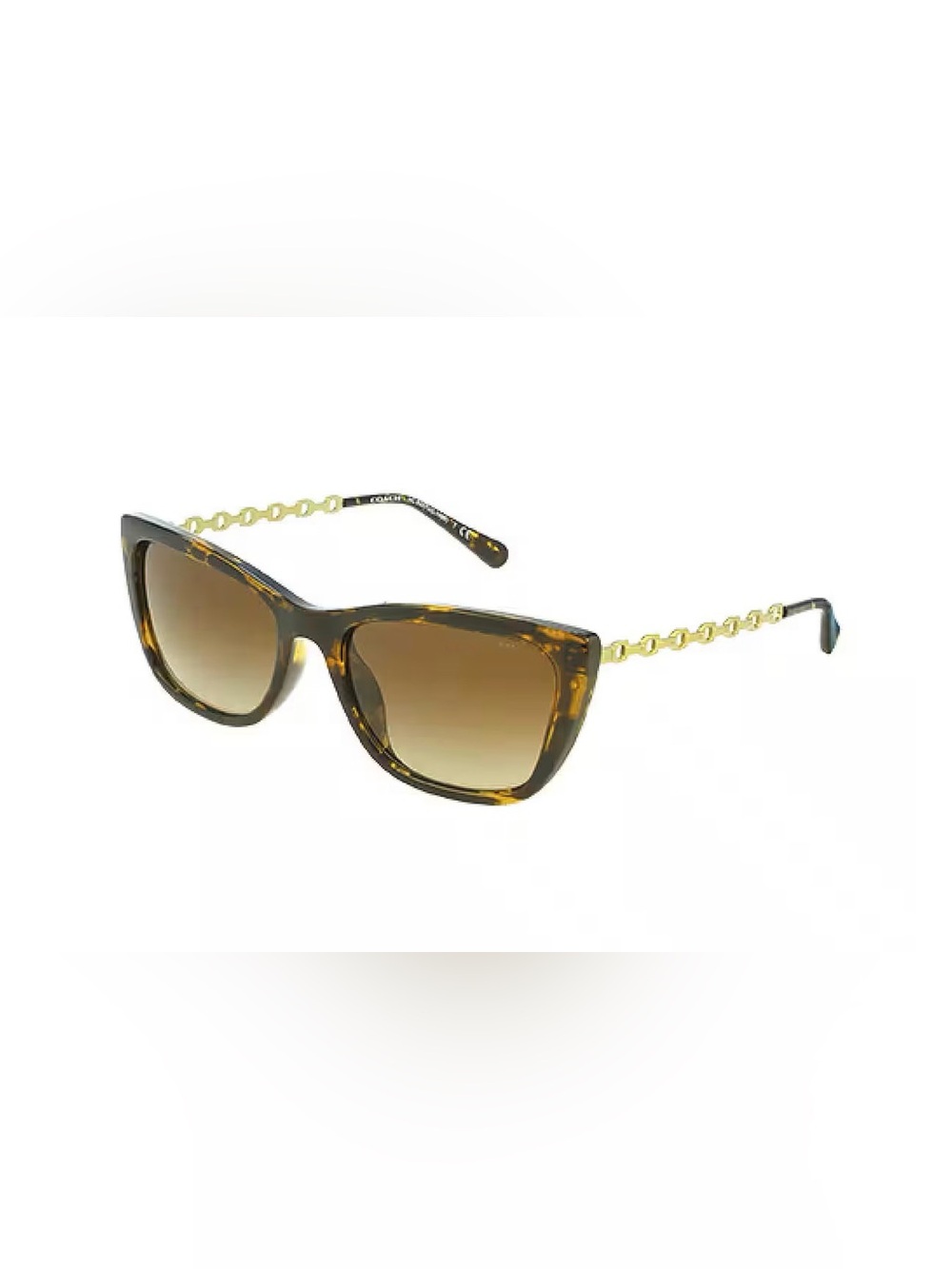 BRAND NEW Coach Tortoise Shell Cat-Eye Sunglasses with Gold Link Temples